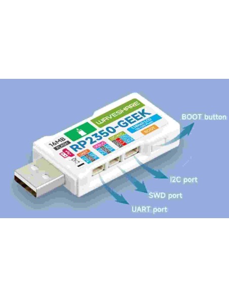 RP2350-GEEK Development Board, 1.14-inch 65K Color LCD Waveshare