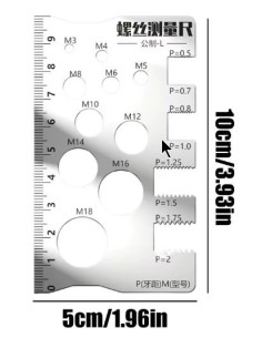 Régua de medição de parafuso verificador de rosca