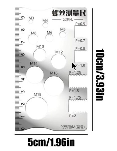 Régua de medição de parafuso verificador de rosca