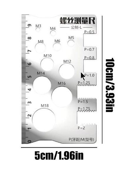 Régua de medição de parafuso verificador de rosca