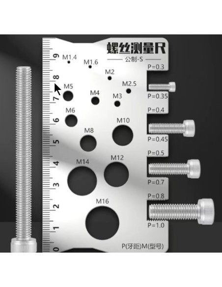 Régua de medição de parafuso verificador de rosca