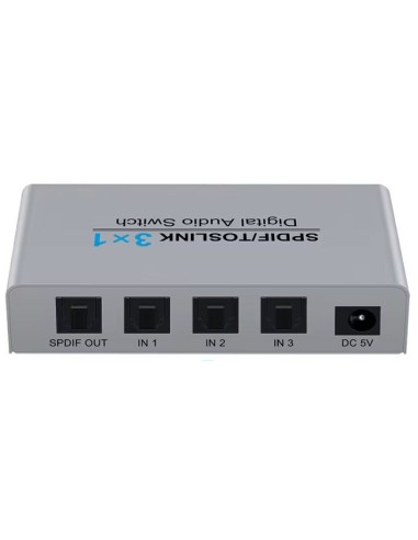 Interruptor digital spdif/toslink 3x1 com controle remoto ir