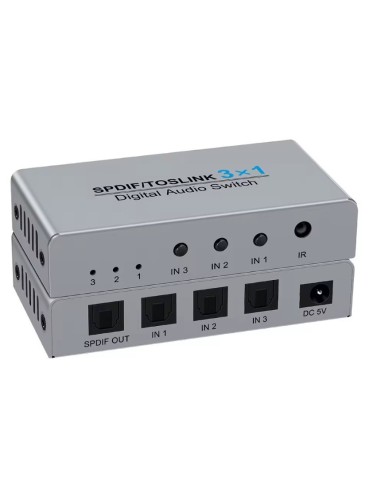 Interruptor digital spdif/toslink 3x1 com controle remoto ir