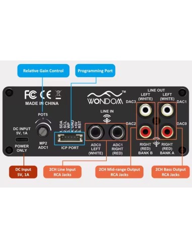 Wondow Adau1701 2.1 in 4.0 out  dsp Opera com sigmastudio Analog devices AA-AP23123