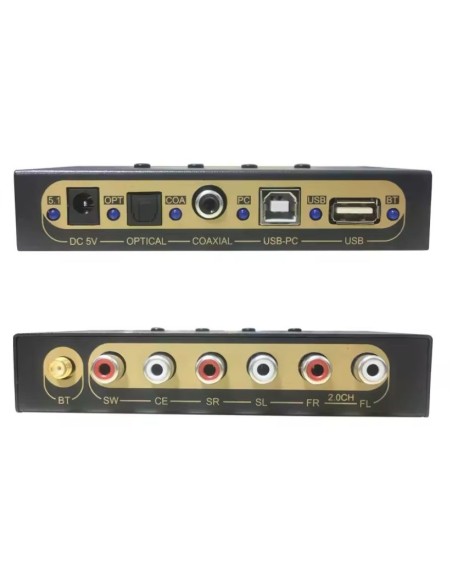 Placa de Som 5.1ch USB com Bluetooth 5.0, U‑Disk Player, TOSLINK/SPDIF & DAC com suporte a DTS