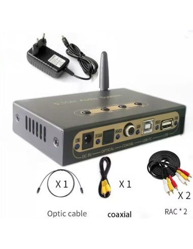 Placa de Som 5.1ch USB com Bluetooth 5.0, U‑Disk Player, TOSLINK/SPDIF & DAC com suporte a DTS