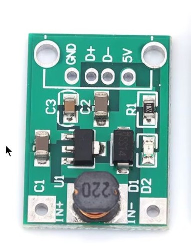 Módulo DC‑DC Booster Tensão de entrada: 0,9 V a 5 V DC Saida 5V para USB