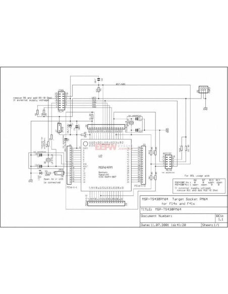 MSPTS430PM64 - 64-PIN TARGET DEVELOPMENT BOARD FOR MSP430F1X, MSP430F2X AND MSP430F4X MCUS