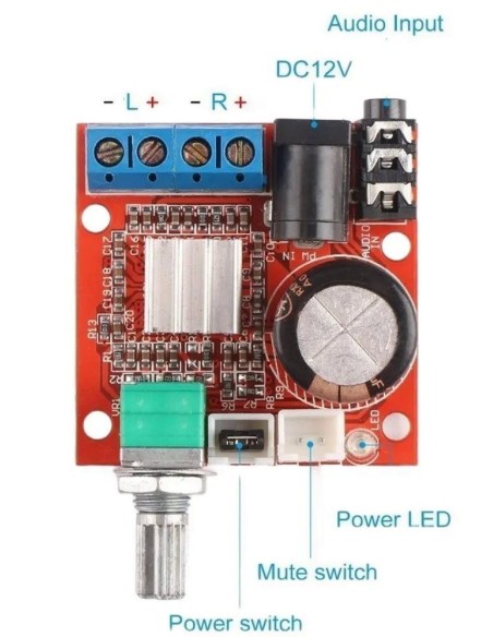 PAM8610, 2x10W, Dual Channel, Classe D, 12V amplifier