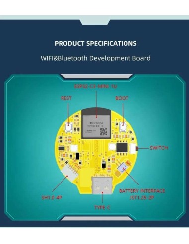 ESP32-C3-Mini-1u para Arduino LVGL 1.28 Polegada redondo IPS
