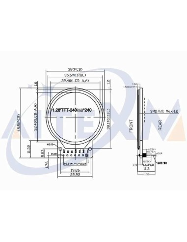 Display tft 1.28 Polegada tft rgb 240*240 gc9a01 driver 4 fio spi interface 240x240