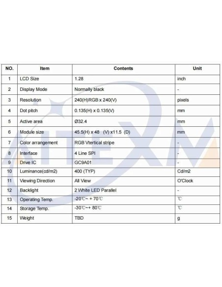 Display tft 1.28 Polegada tft rgb 240*240 gc9a01 driver 4 fio spi interface 240x240