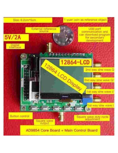 DDS Signal Generator 300 MSPS Open Source For FSK PSK AD9854+MCU