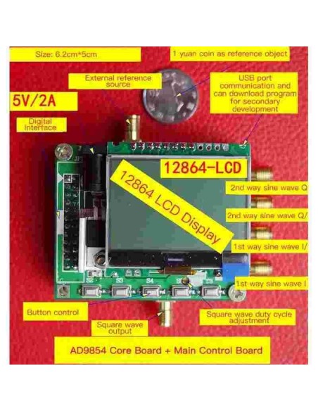 DDS Signal Generator 300 MSPS Open Source For FSK PSK AD9854+MCU