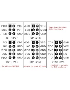 Placa adaptadora de 10 pinos para 6 pinos para programadores AVRISP/USBASP/STK500 – Interface ISP 2